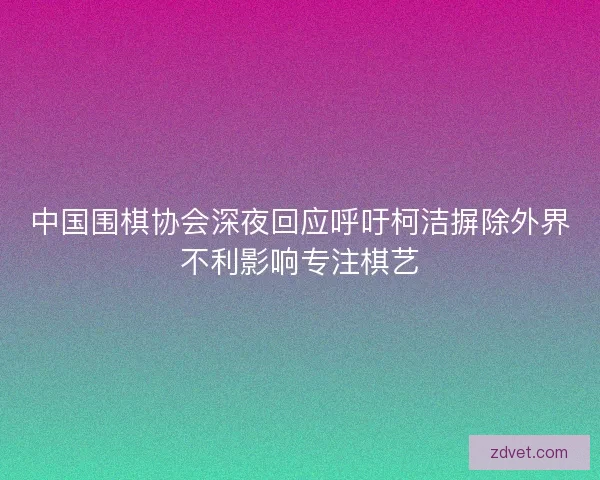 中国围棋协会深夜回应呼吁柯洁摒除外界不利影响专注棋艺