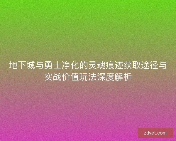 地下城与勇士净化的灵魂痕迹获取途径与实战价值玩法深度解析