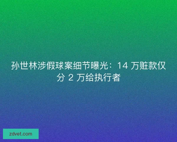 孙世林涉假球案细节曝光：14 万赃款仅分 2 万给执行者